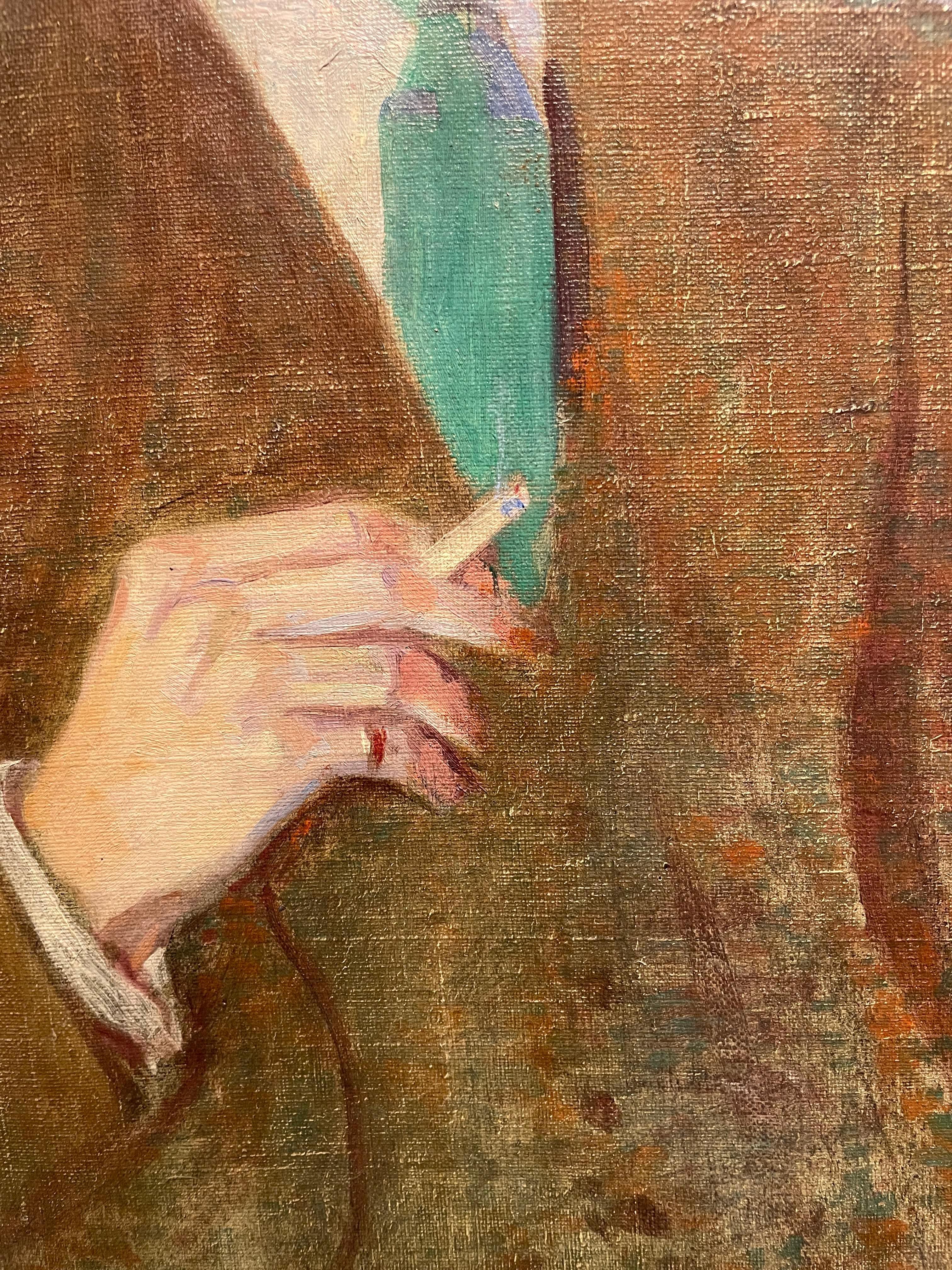 Retrato de De Forest Mellon, principios del siglo XX c/ Paisaje, Escuela de Cleveland en venta 6