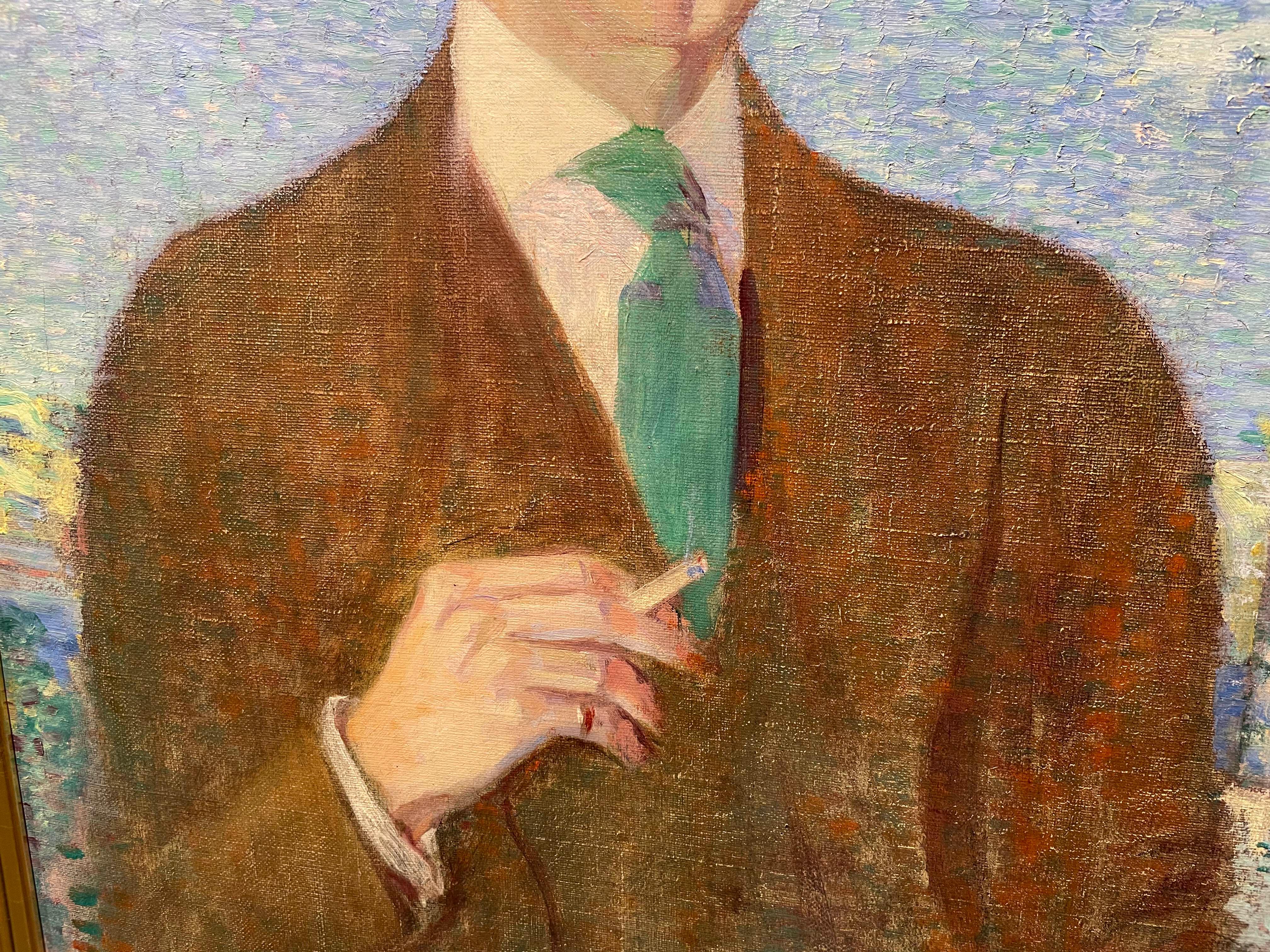 Retrato de De Forest Mellon, principios del siglo XX c/ Paisaje, Escuela de Cleveland en venta 8
