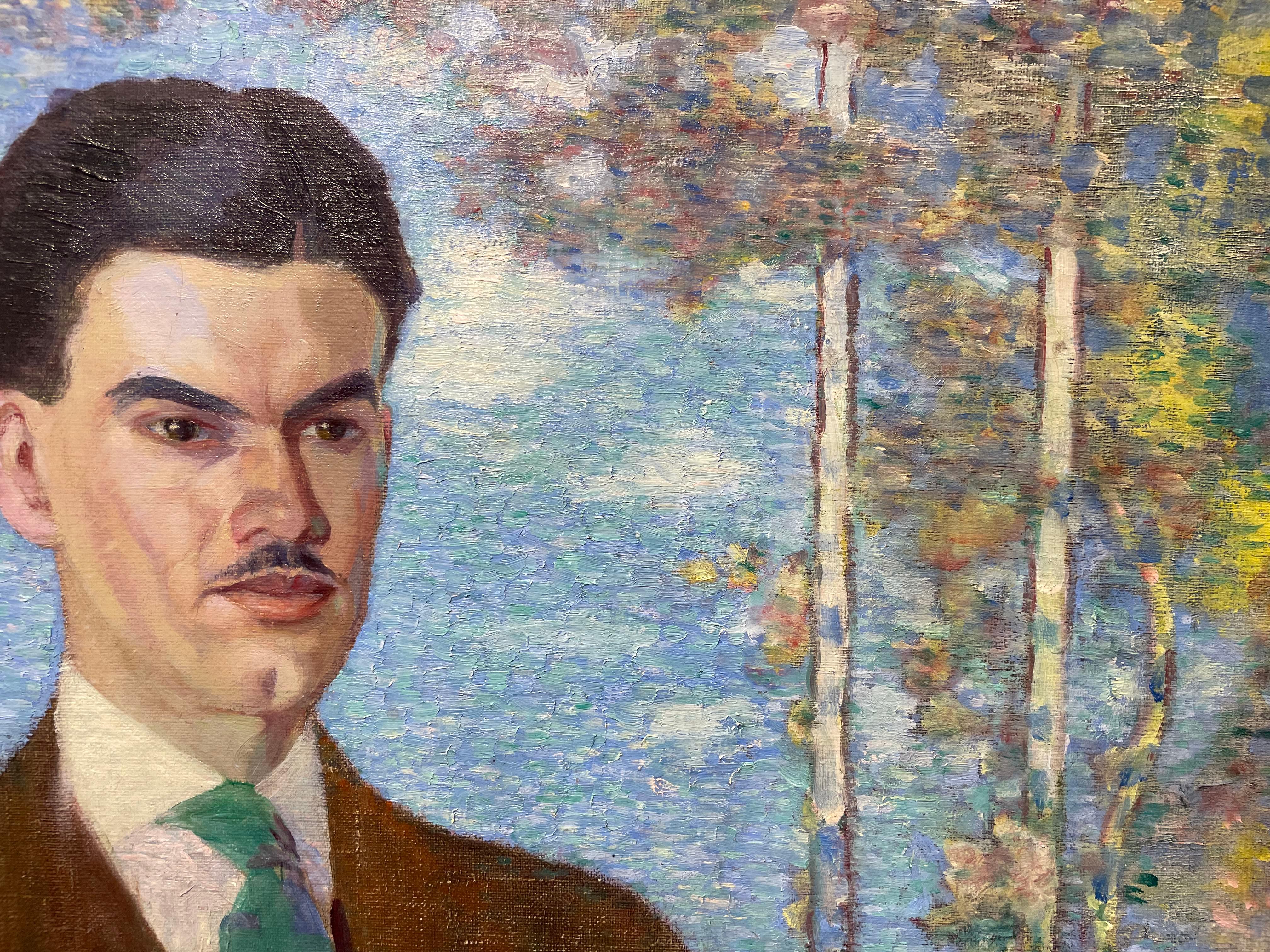 Retrato de De Forest Mellon, principios del siglo XX c/ Paisaje, Escuela de Cleveland en venta 10