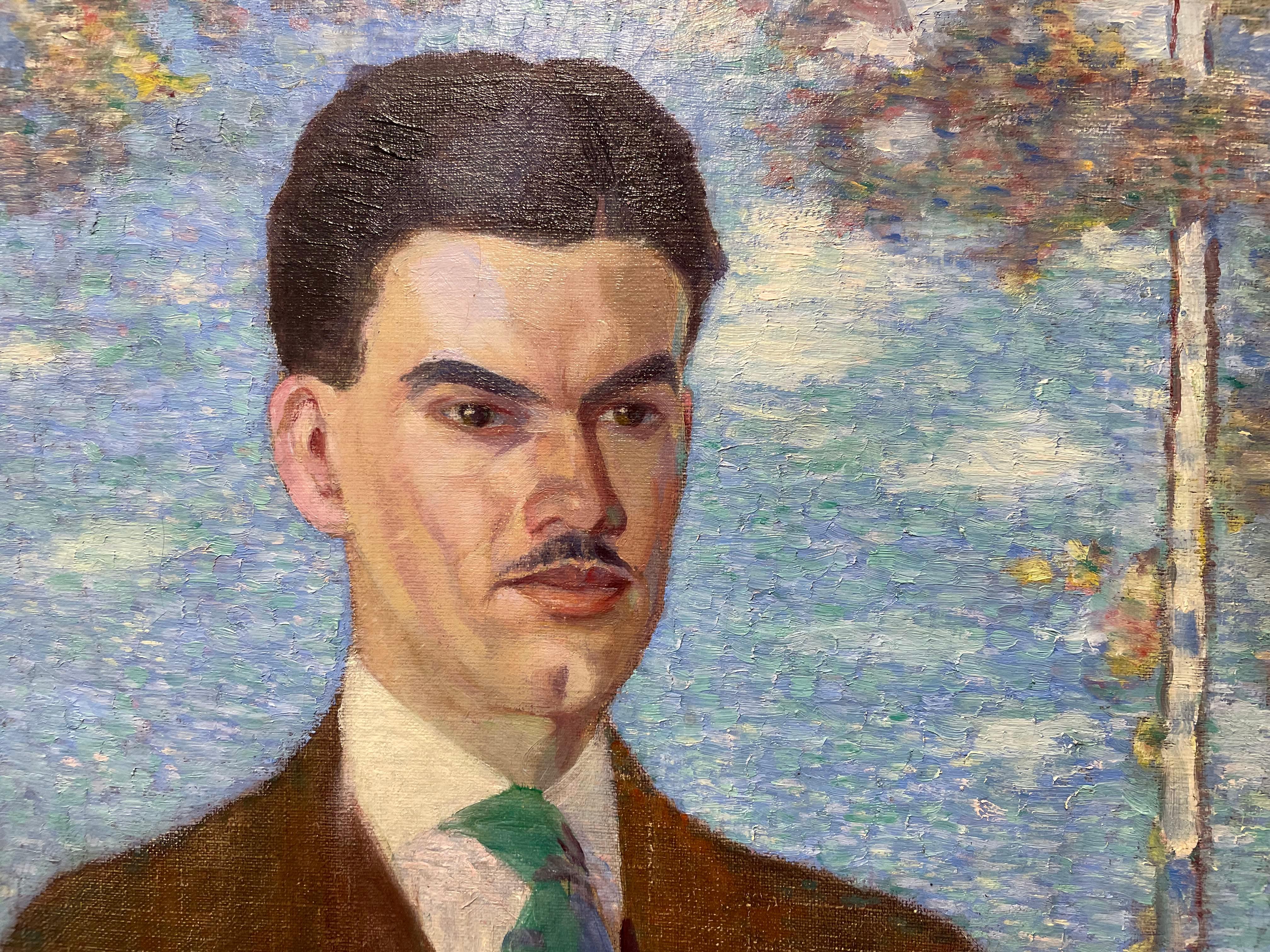Retrato de De Forest Mellon, principios del siglo XX c/ Paisaje, Escuela de Cleveland en venta 11