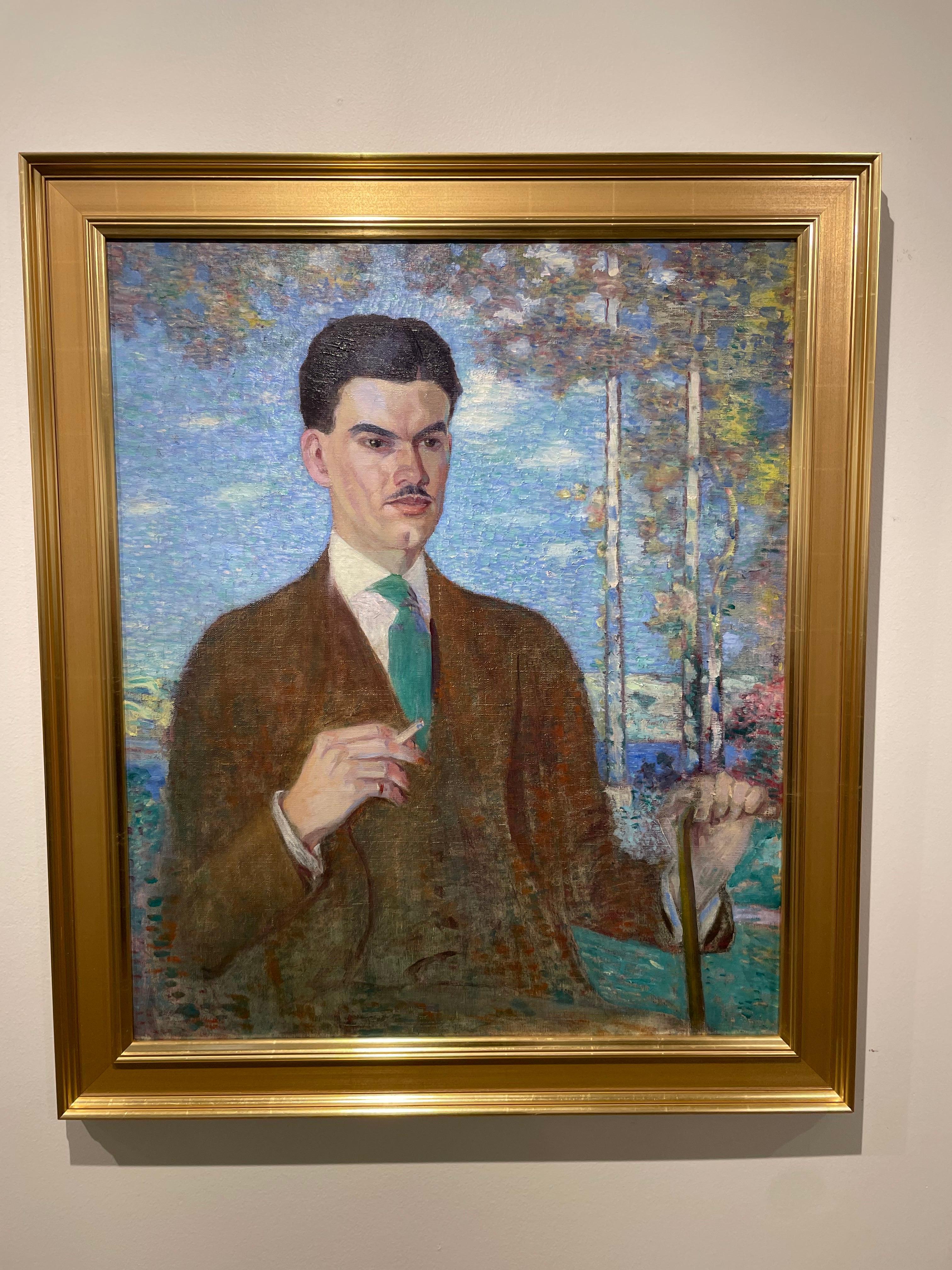 Retrato de De Forest Mellon, principios del siglo XX c/ Paisaje, Escuela de Cleveland en venta 13