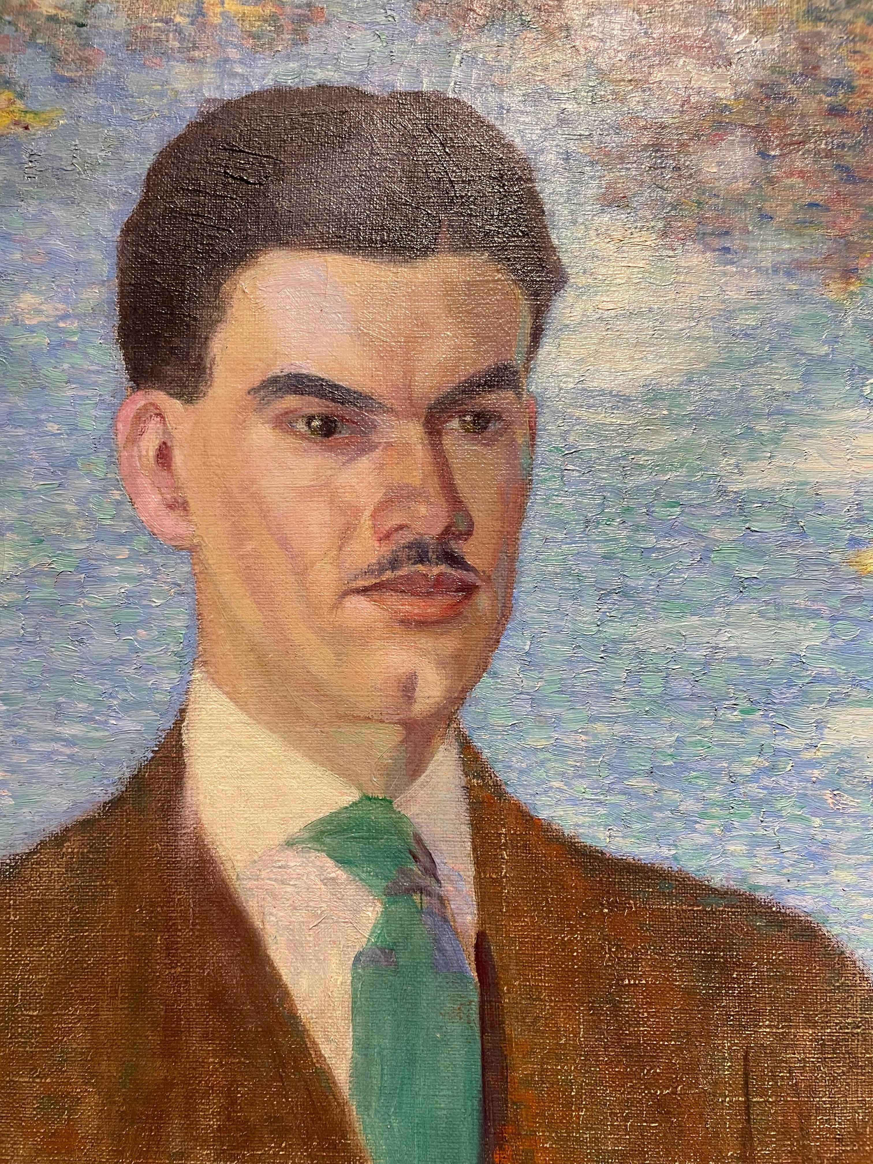 Retrato de De Forest Mellon, principios del siglo XX c/ Paisaje, Escuela de Cleveland en venta 3