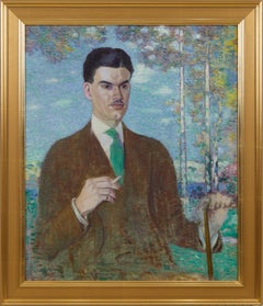 Portrait of De Forest Mellon, Early 20th Century w/ Landscape, Cleveland School