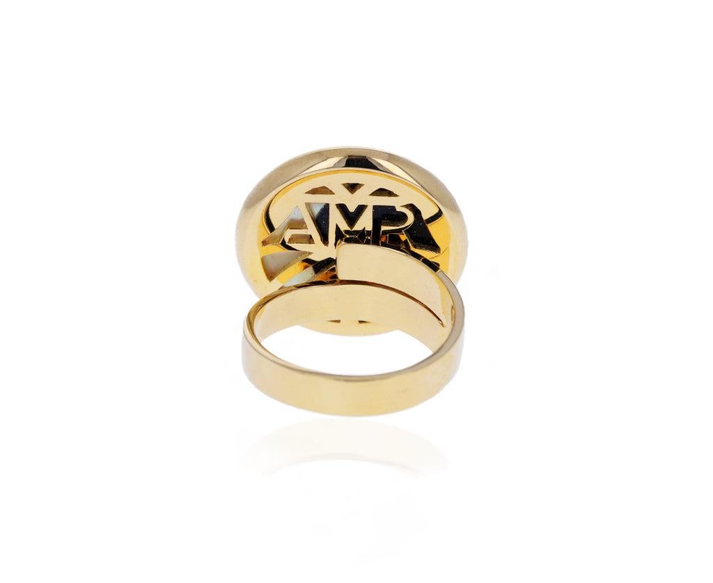 Brilliant Cut Ora Midnight Mosaic 18kt Yellow Gold Adjustable Ring, Diamond and Hard Stones