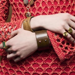 Ora Wood Sunrise Cuff Bracelet with Pink Sapphire and white Diamond