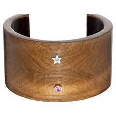 Now Wood Sunrise Cuff Bracelet with Pink Sapphire and white Diamond