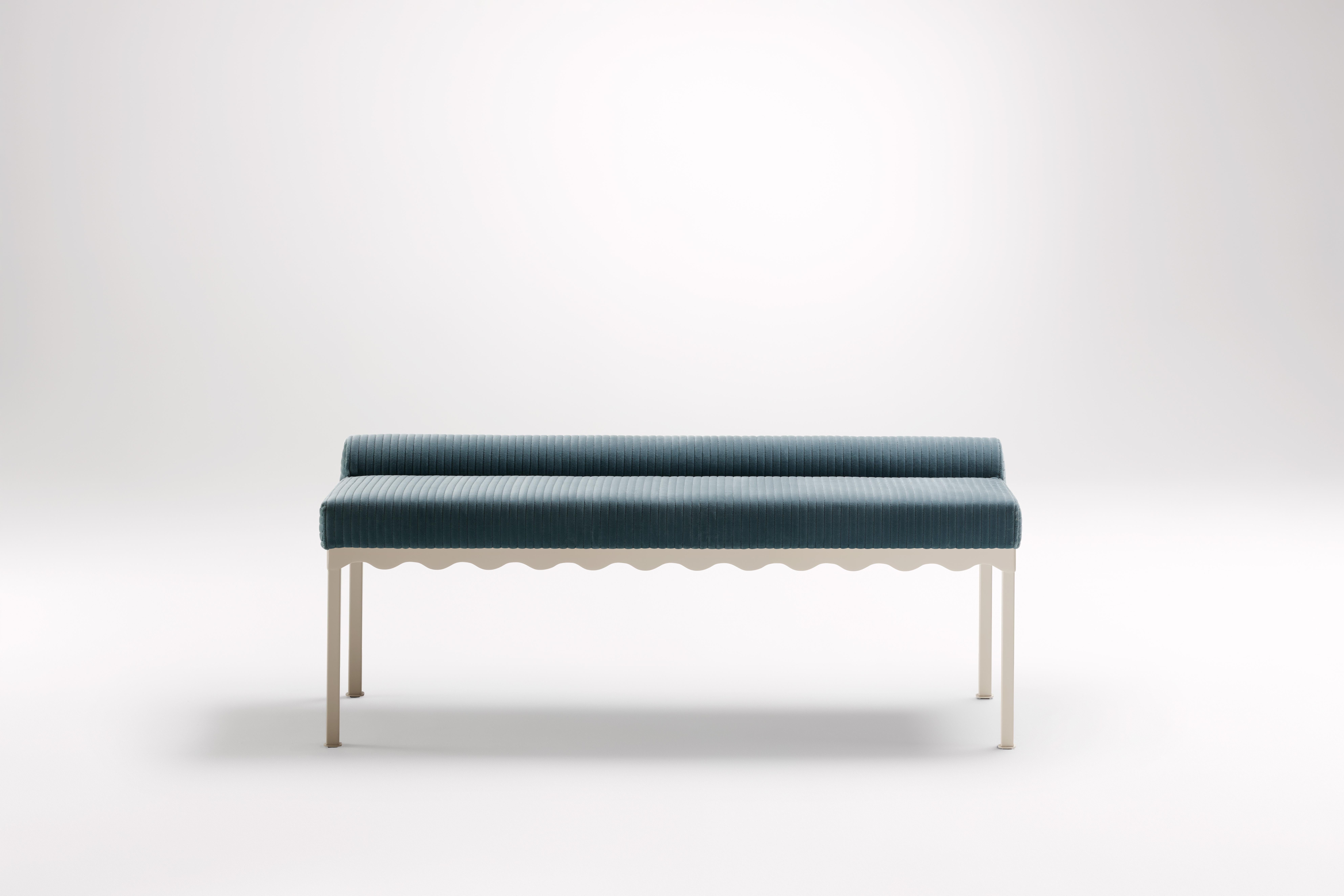Oracle Bellini 1340 Bench by Coco Flip
Dimensions: D 134 x W 54 x H 52.5 cm
Materials: Timber / Upholstered tops, Powder-coated steel frame. 
Weight: 20 kg
Frame Finishes: Textura Paperbark.

Coco Flip is a Melbourne based furniture and lighting