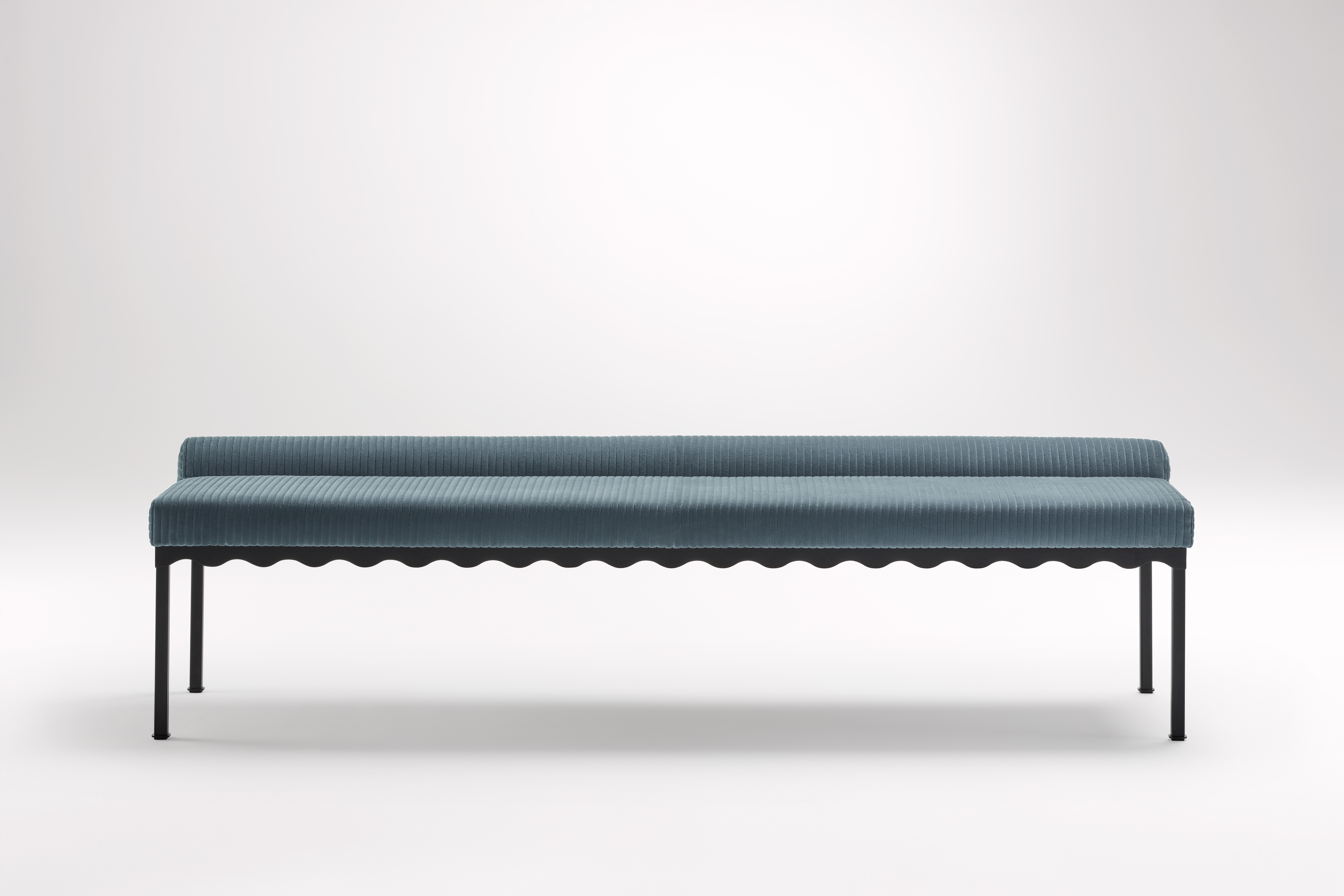 Oracle Bellini 2040 Bench by Coco Flip
Dimensions: D 204 x W 54 x H 52.5 cm
Materials: Timber / Upholstered tops, Powder-coated steel frame. 
Weight: 30kg
Frame Finishes: Textura Black.

Coco Flip is a Melbourne based furniture and lighting design