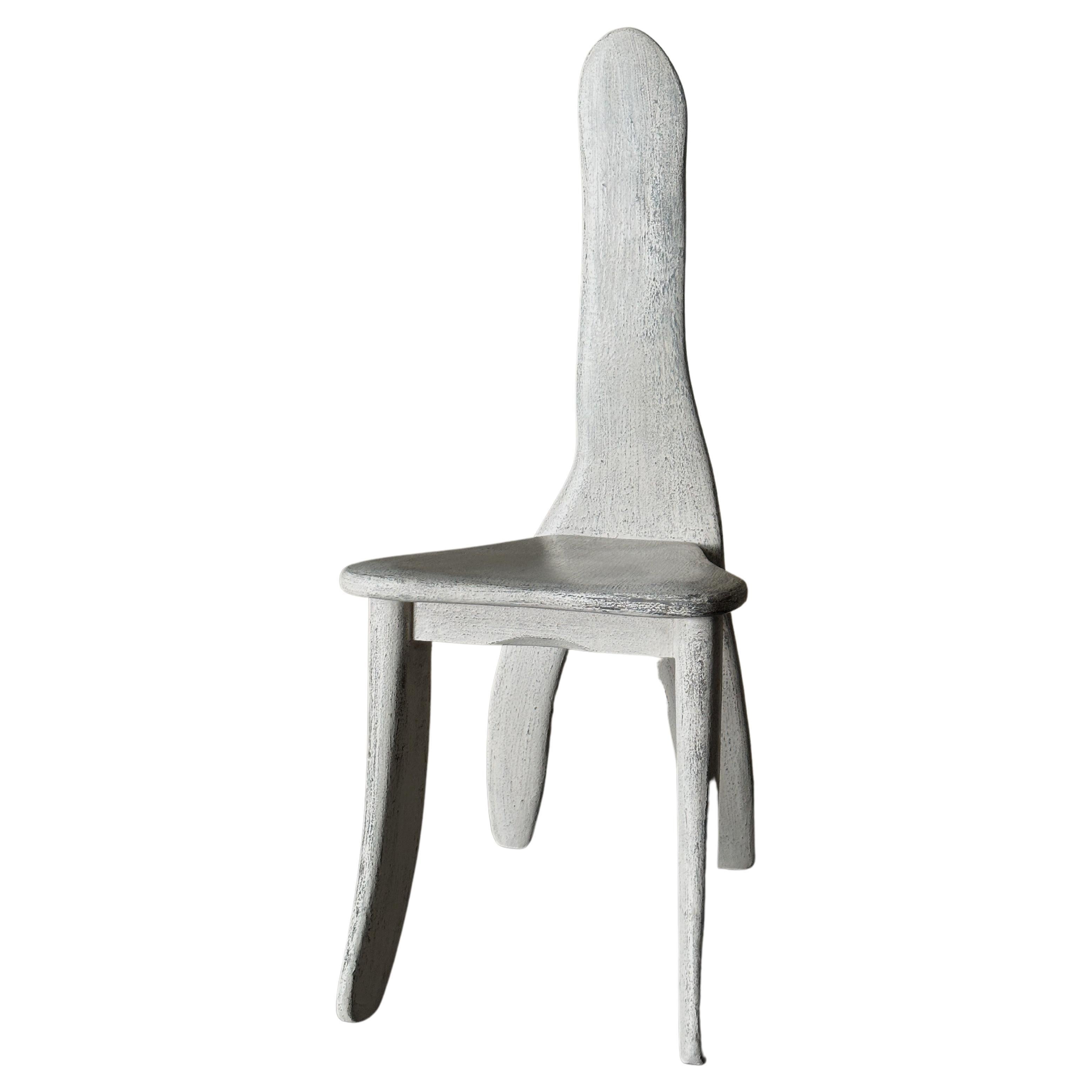 Neutral Off White Lacquered Ash Wood Oracle Bone Script Chair by kar
