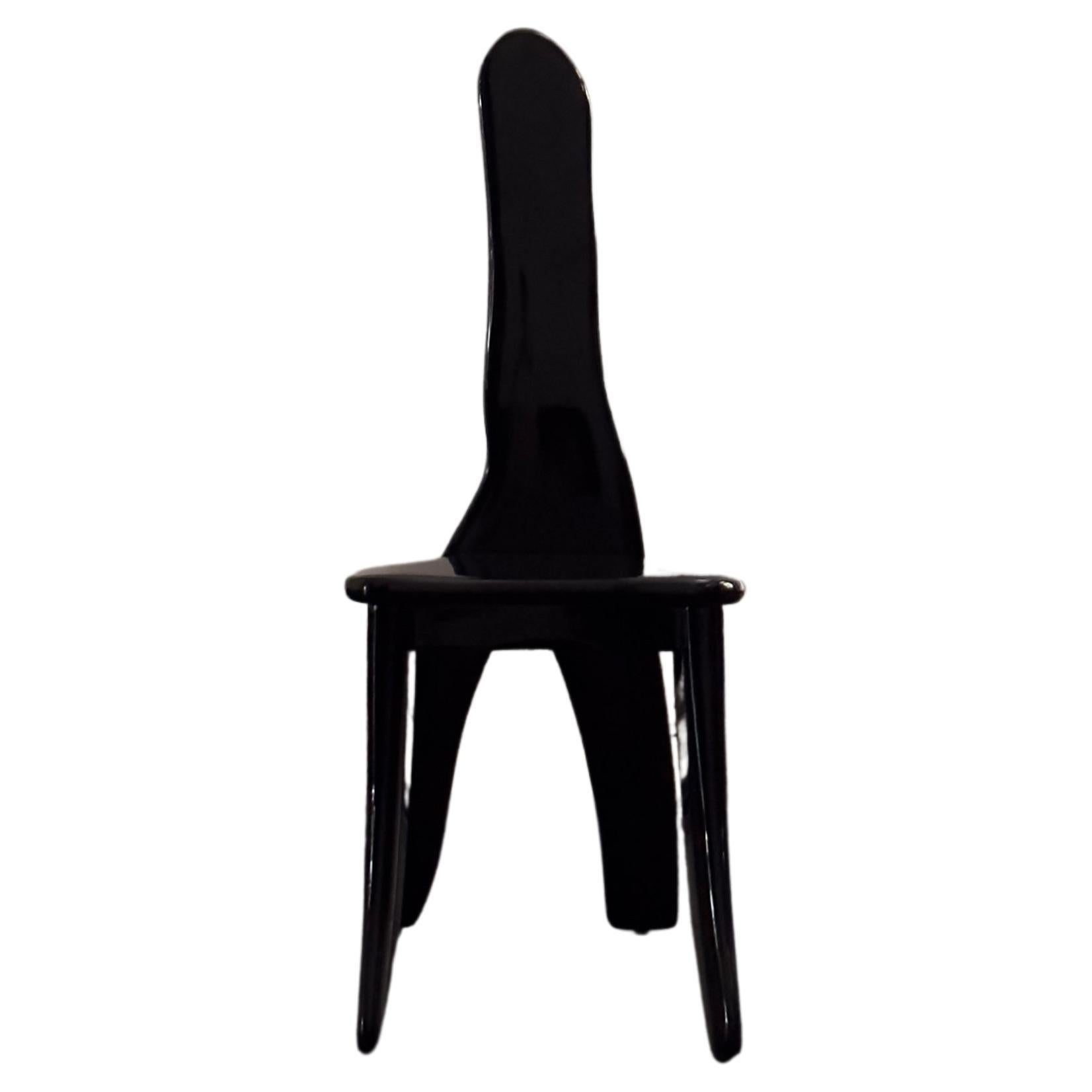 Contemporary High Lacquered Black Organic Ash Wood Chair by kar
