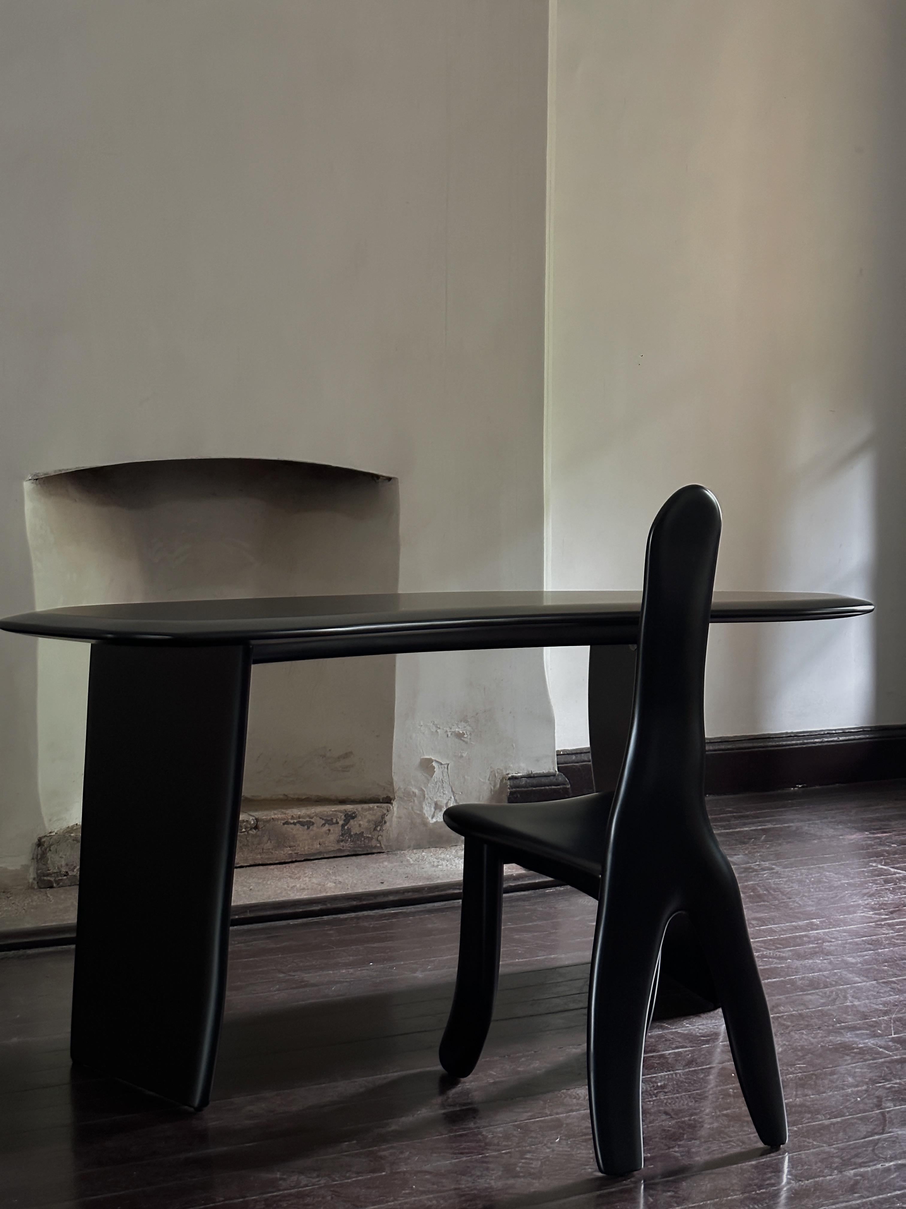 Oracle Chair Matte Finish by kar
Dimensions: W 38 x D 56 x H 97 cm
Materials: Ash Wood, Matte.

Oracle bone script dates back to the Shang Dynasty of China, a text engravedon tortoise shells and animal bones for divination. Taking China's