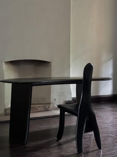 Contemporary Hand-sculpted Black Ash Wood Chair Matte Finish by kar