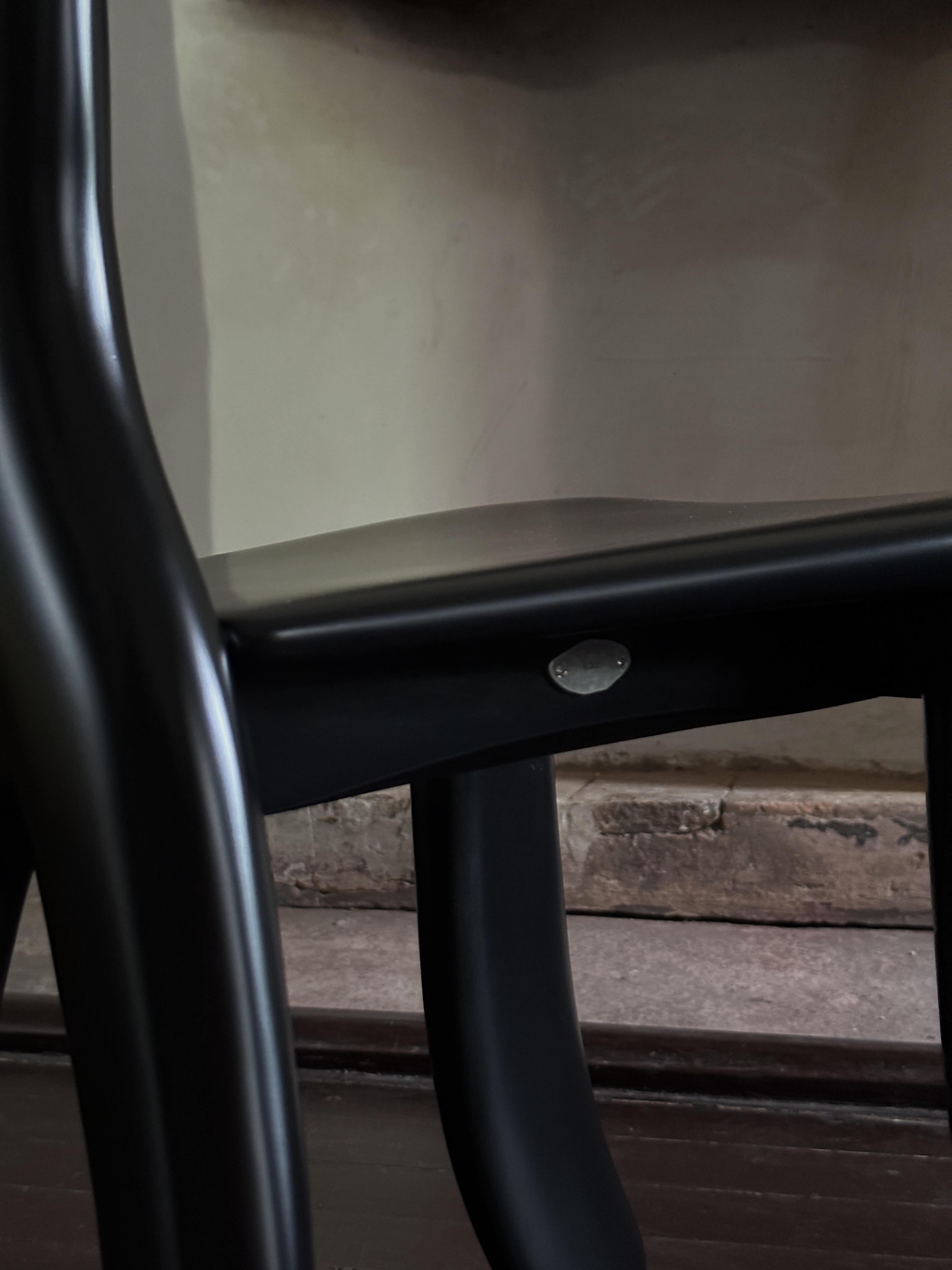 Modern Contemporary Hand-sculpted Black Ash Wood Chair Matte Finish by kar For Sale