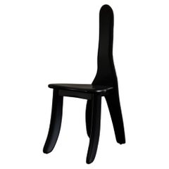 Contemporary Hand-sculpted Black Ash Wood Chair Matte Finish by kar