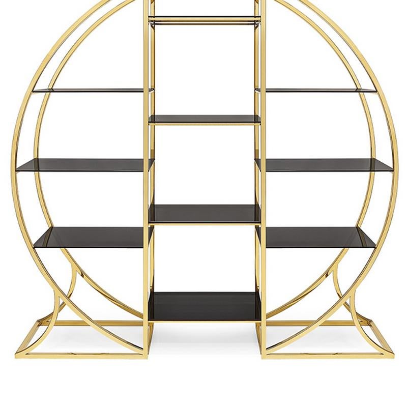 black and gold shelves