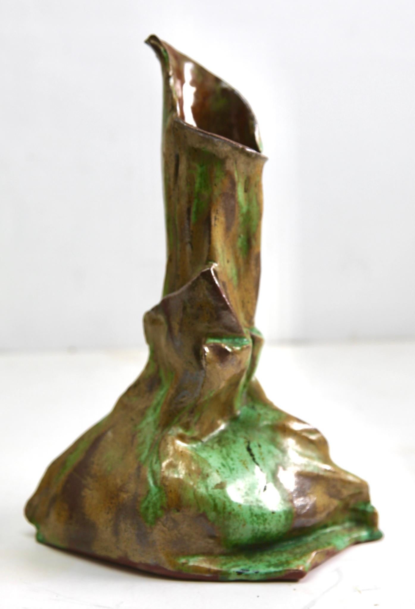 Art nouveau Vase en céramique Oraganis Magnifique glaçure dans des tons de brun et de vert, vers 1930 en vente