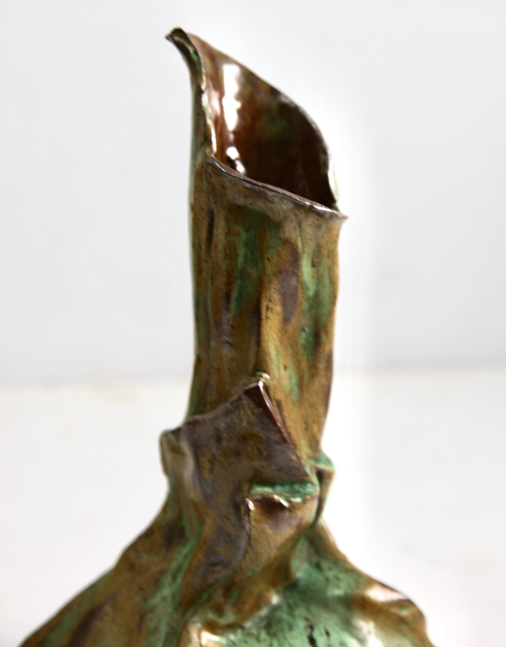 Oraganis Ceramic Vase Beautiful Glaze in Shades of Brown and Green, circa 1930 For Sale 1