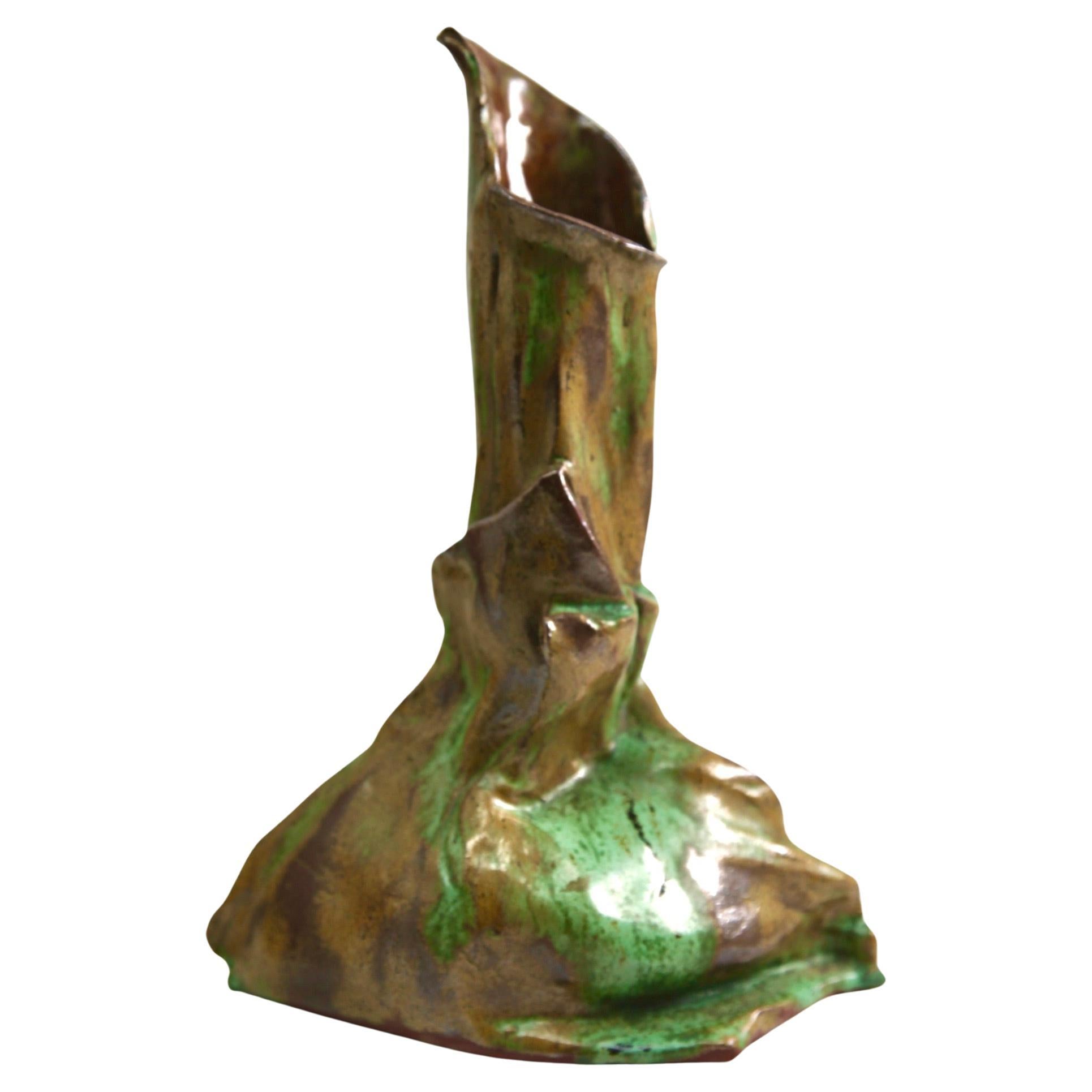 Oraganis Ceramic Vase Beautiful Glaze in Shades of Brown and Green, circa 1930 For Sale