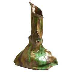 Oraganis Ceramic Vase Beautiful Glaze in Shades of Brown and Green, circa 1930