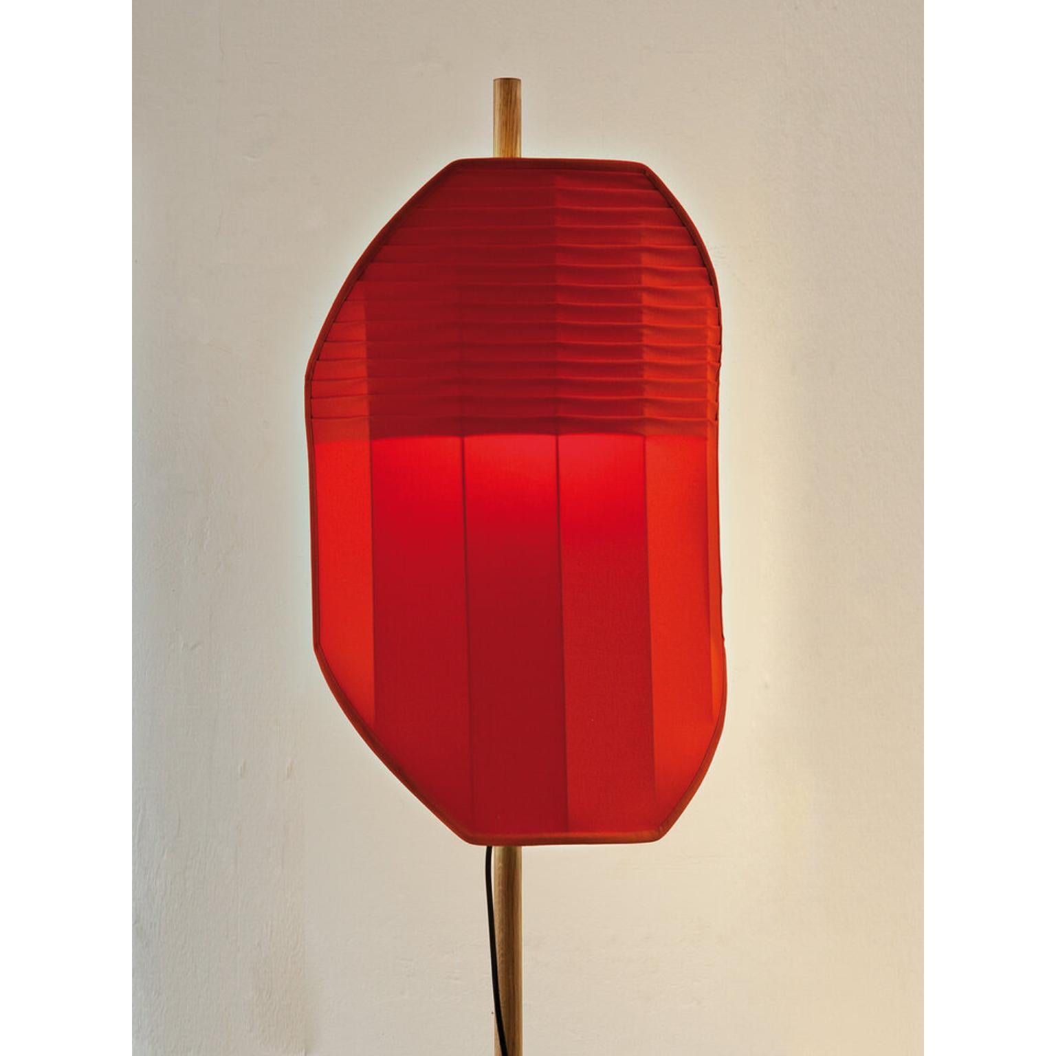Orange Red Single Pleating Flag Floor Lamp by Servomuto