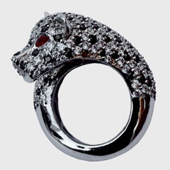 Orah London Bague cocktail léopard en argent sterling avec zircon cubique pavé