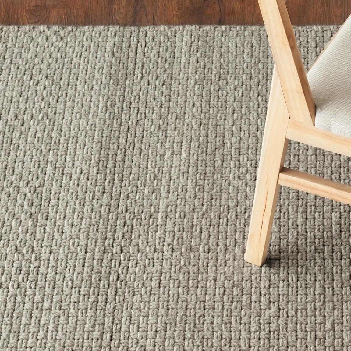 Orana 8x10ft alfombra tejida a mano de lujo de lana gris con diseño de tejido de cesta limpio Indio en venta