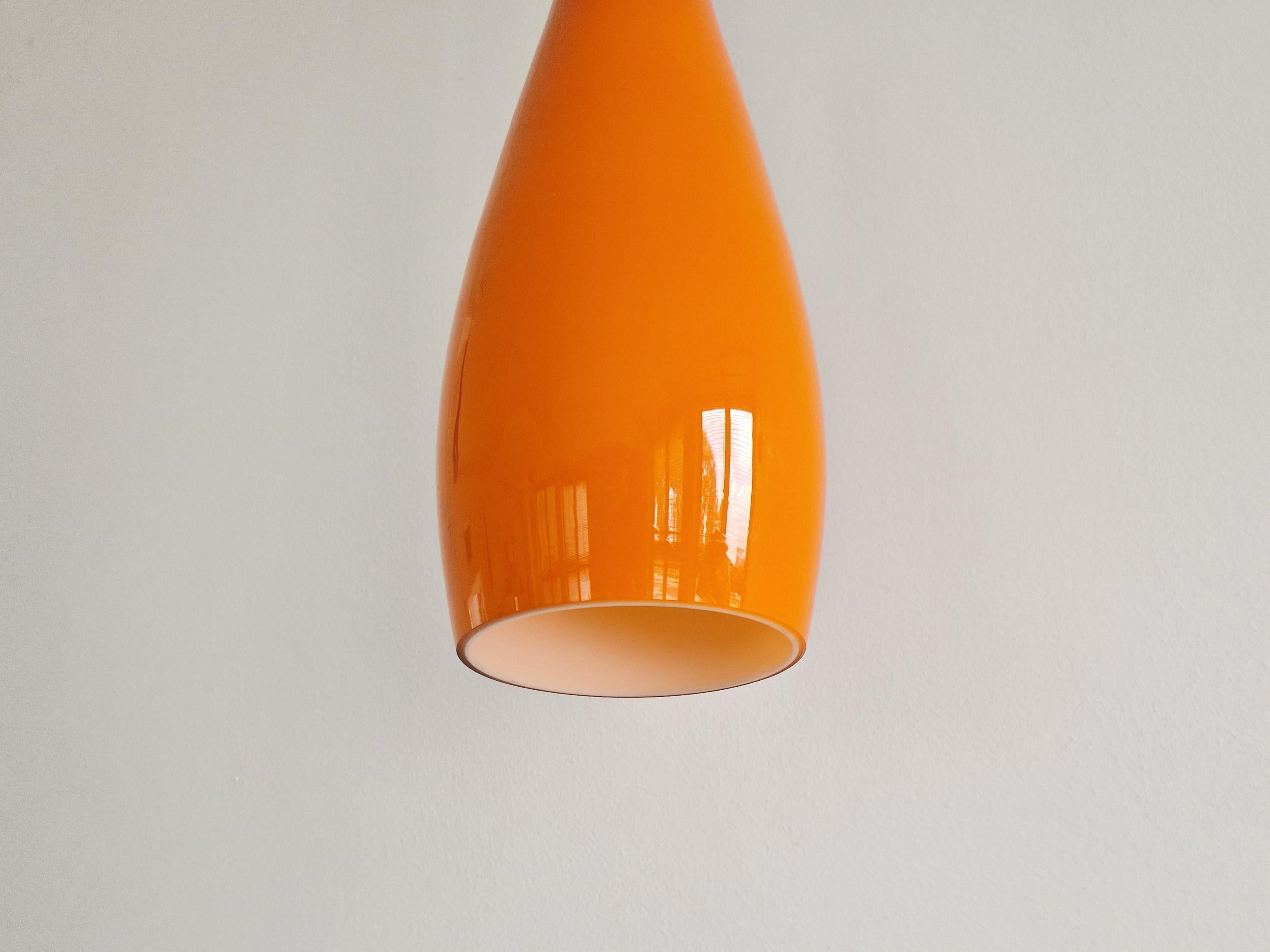 Danish Orang glass 'Bang' pendant lamp by Jacob E. Bang for Fog & Mørup For Sale