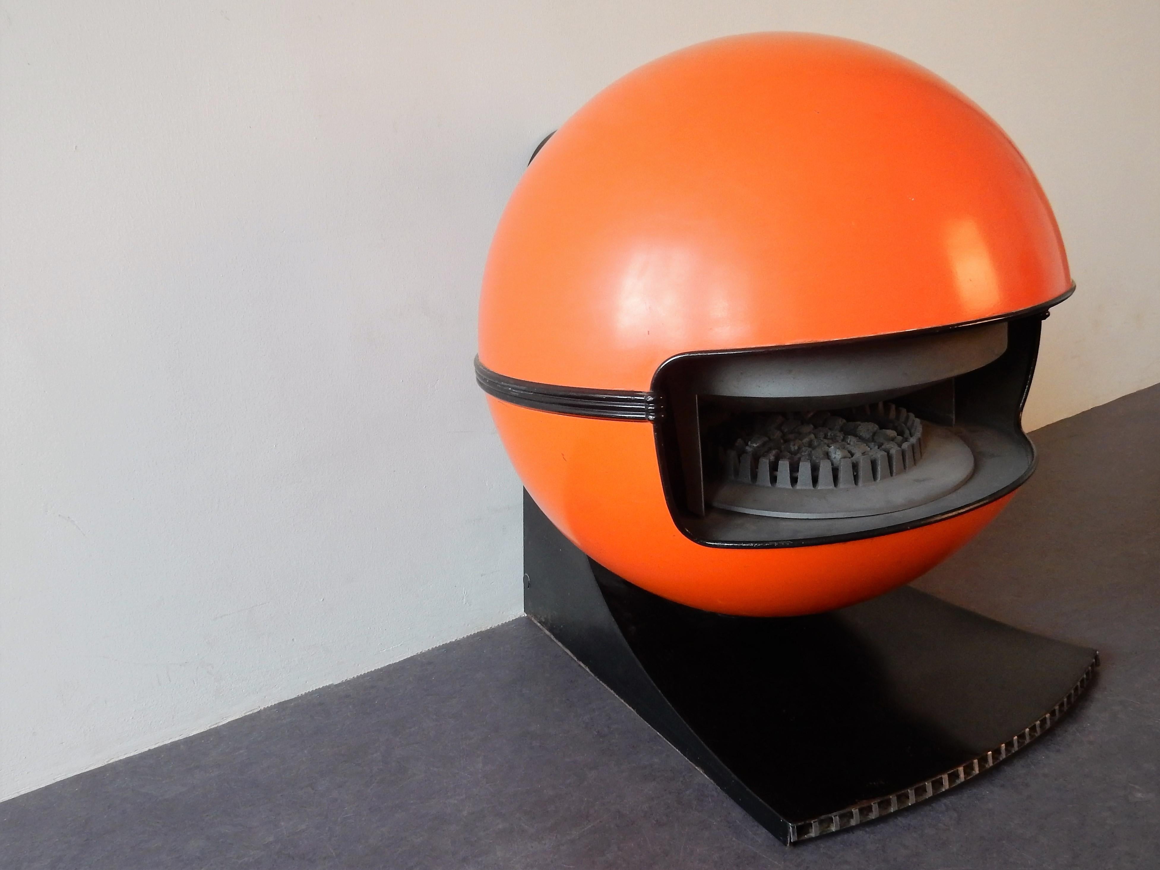 Metal Orange '2000' Gas Heater by Richard Wolthekker for Faber, the Netherlands, 1970s