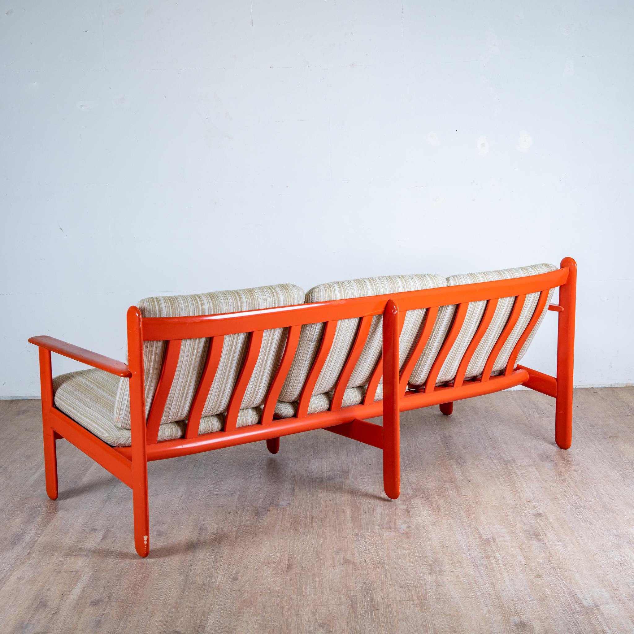 Orange 3-Seater Sofa, Italy, 1970s For Sale 1