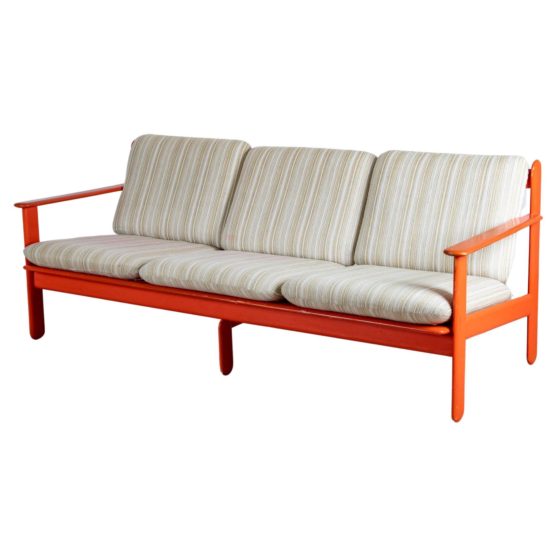 Orangefarbenes 3-Sitzer-Sofa, Italien, 1970er Jahre im Angebot