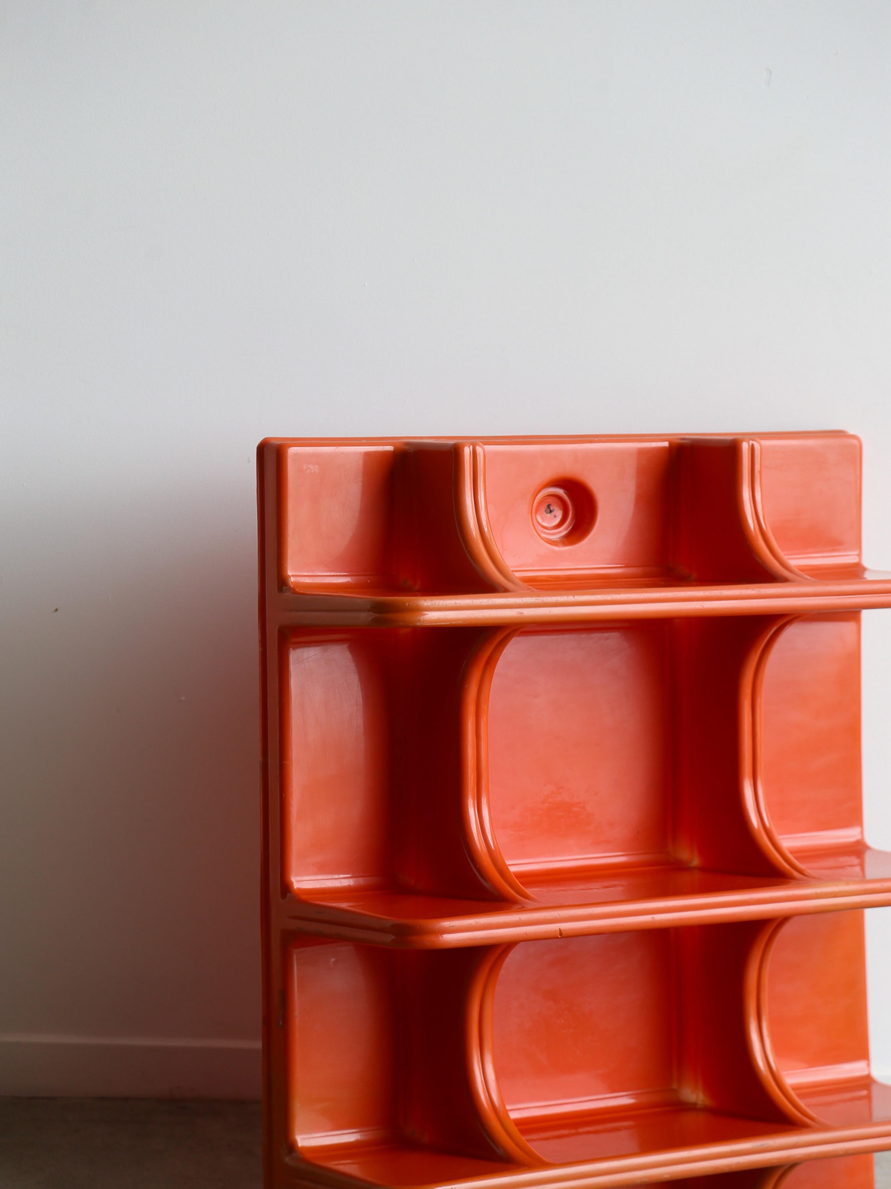Organisateur mural en plastique abs vintage orange avec étagères.

Lieu d'origine : Italie
Date de fabrication : 1970s
Dans le style : NO AGE
Matériaux et techniques : Plastique Abs 
Condit : Bon état, usure conforme à l'âge et à