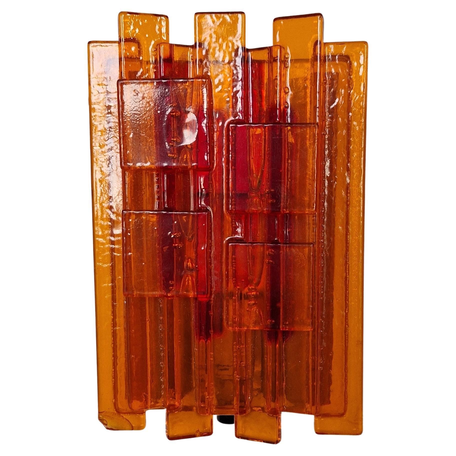 Orange Acrylic and Metal Wall Lamp by Claus Bolby for Cebo Industri, Denmark For Sale