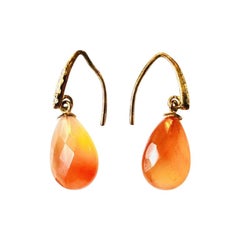 Orange Agate, 125 Silver Gold-Plated Drop Earrings
