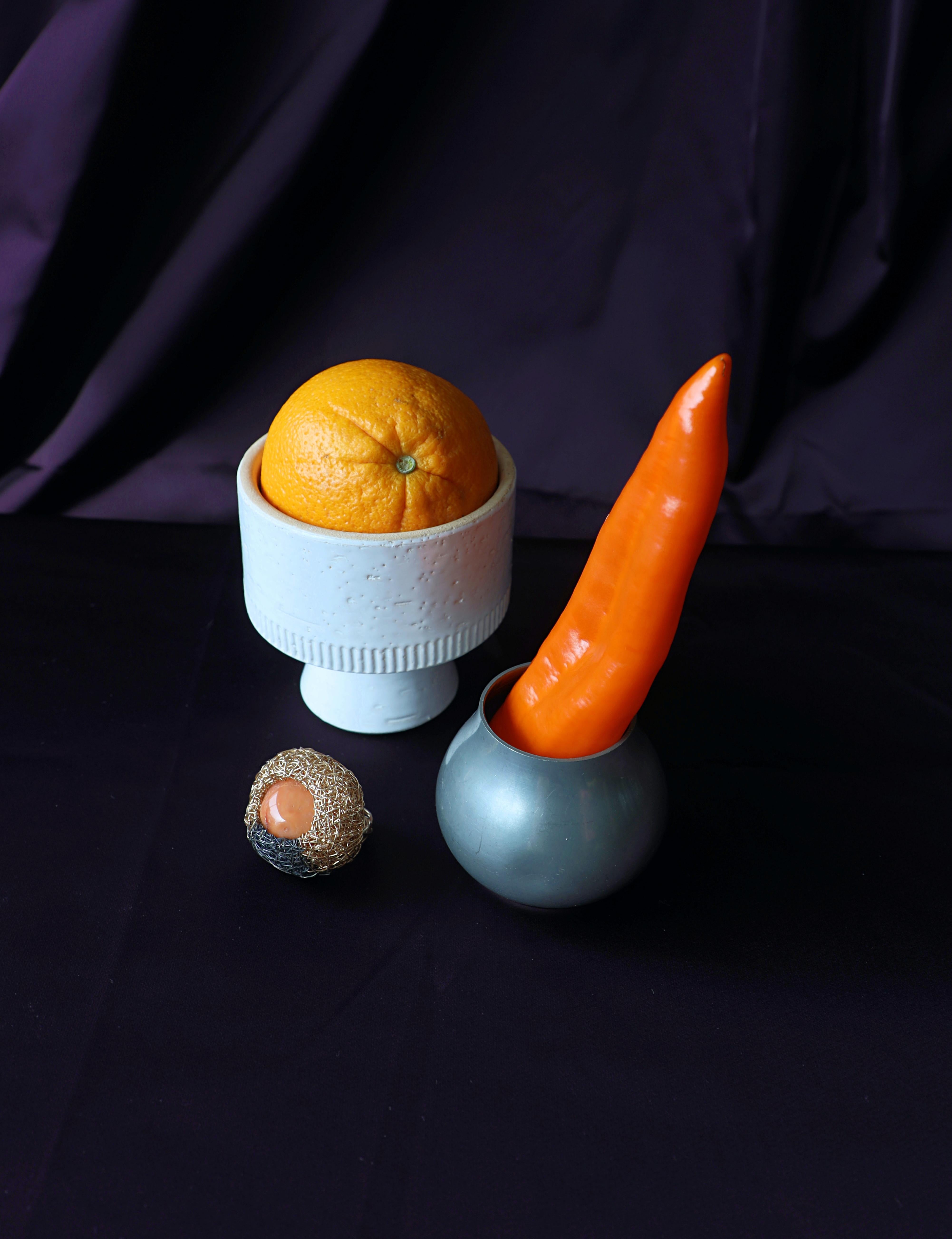 Anello da cocktail in agata arancione, colorato e arzigogolato, unico nel suo genere in vendita 5