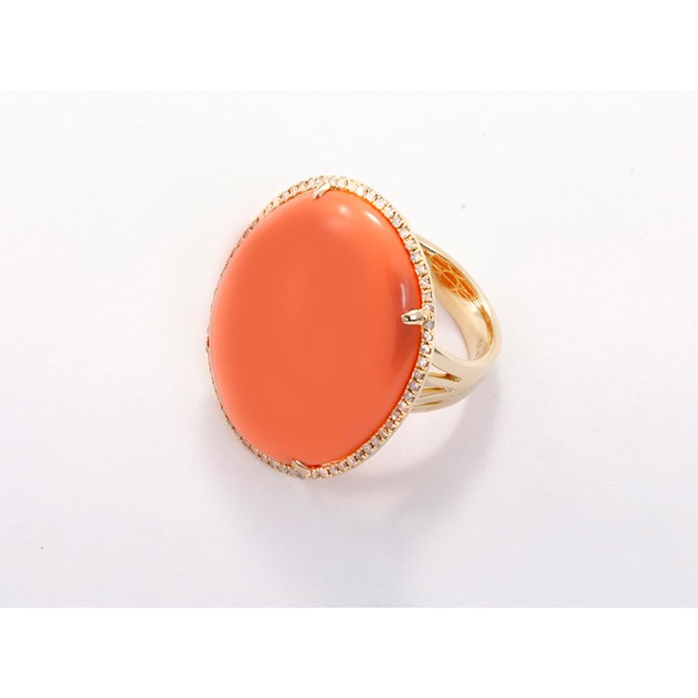 Women's or Men's Orange Agate Diamond Gold Ring