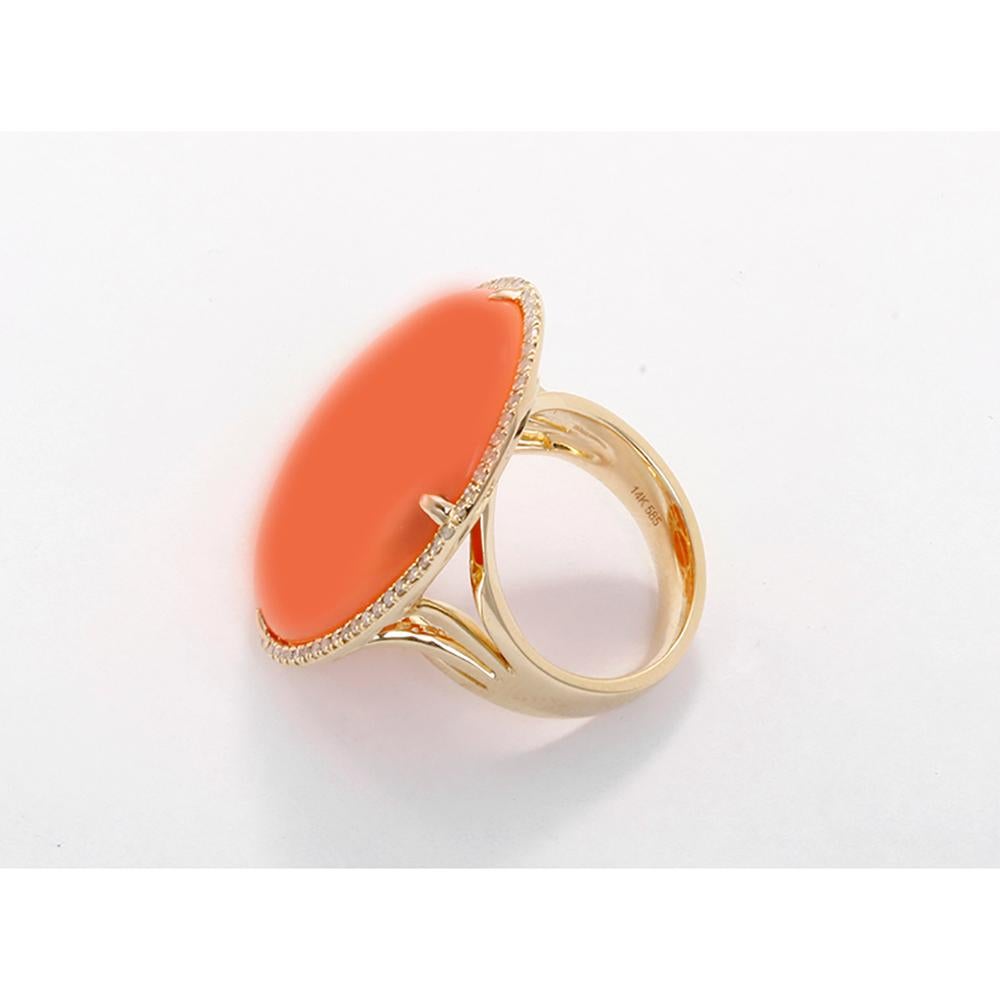 Orange Agate Diamond Gold Ring 1