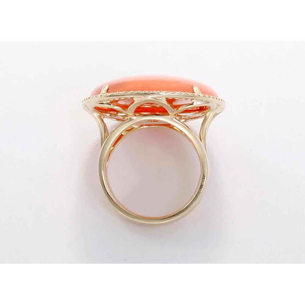 Orange Agate Diamond Gold Ring 2