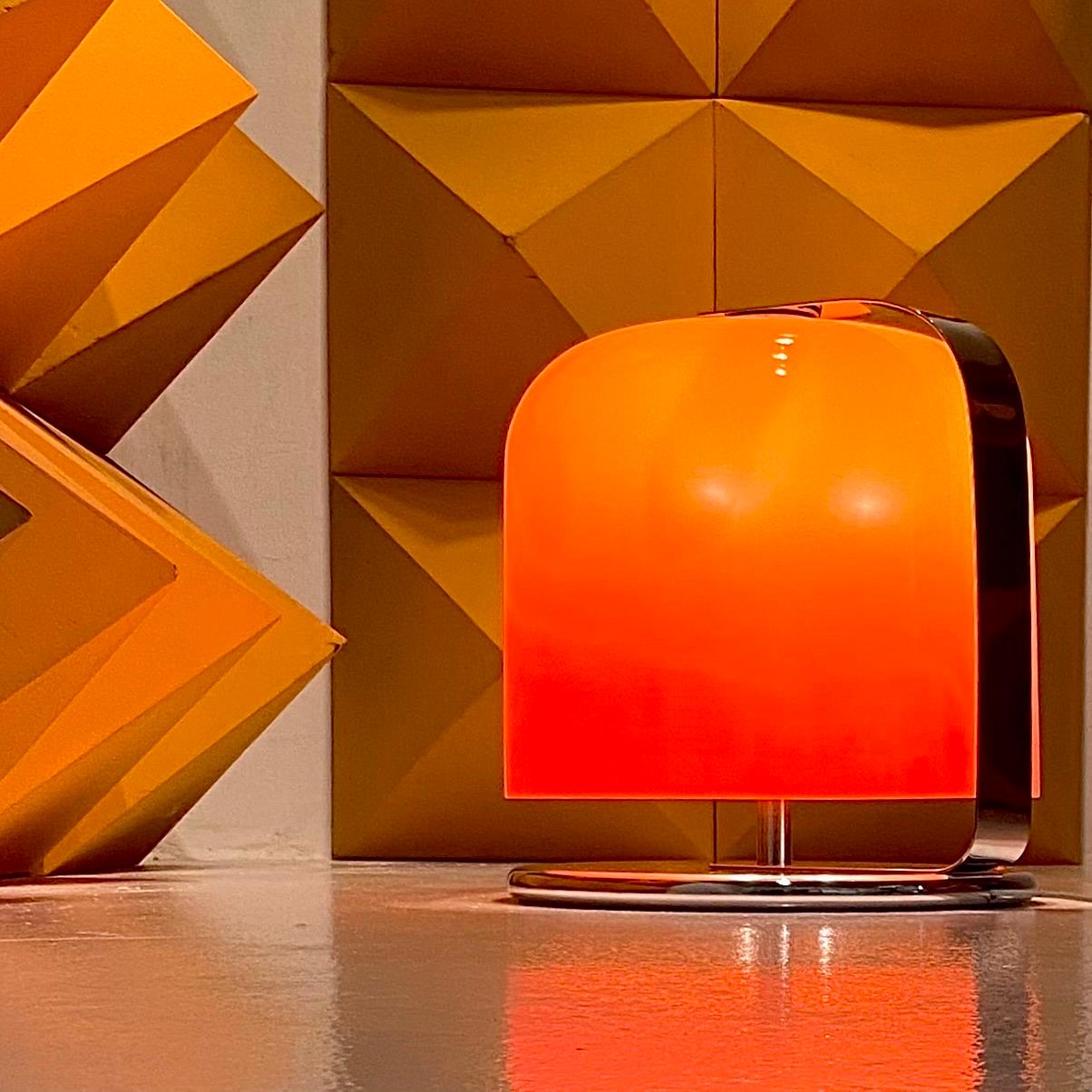 Orange Alvise table lamp by Luigi Massoni for Guzzini, Italy 1969. 3