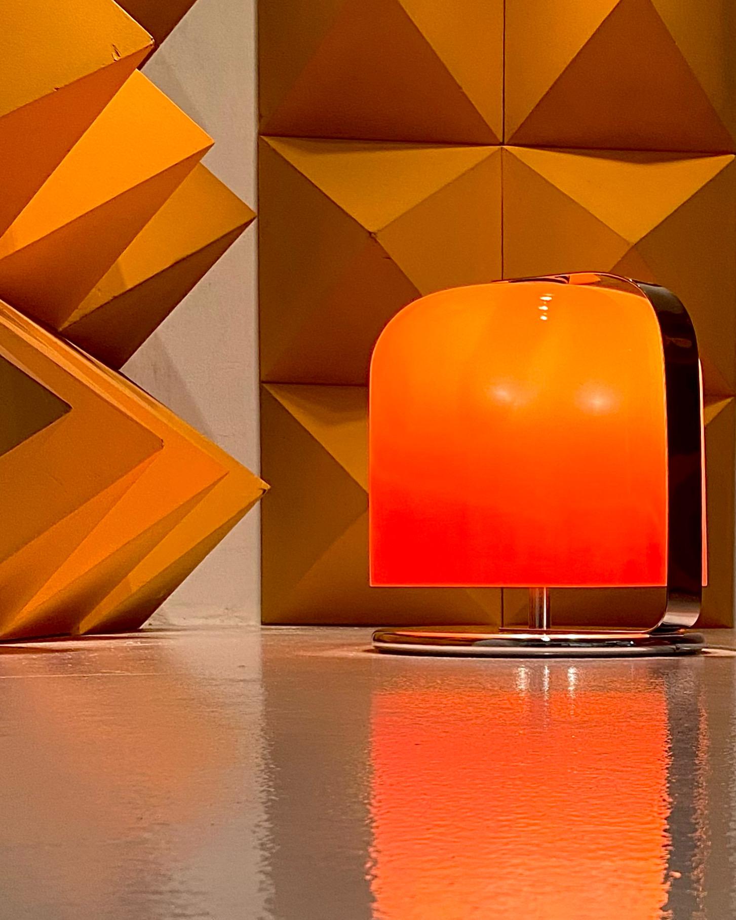 Space Age Orange Alvise table lamp by Luigi Massoni for Guzzini, Italy 1969.