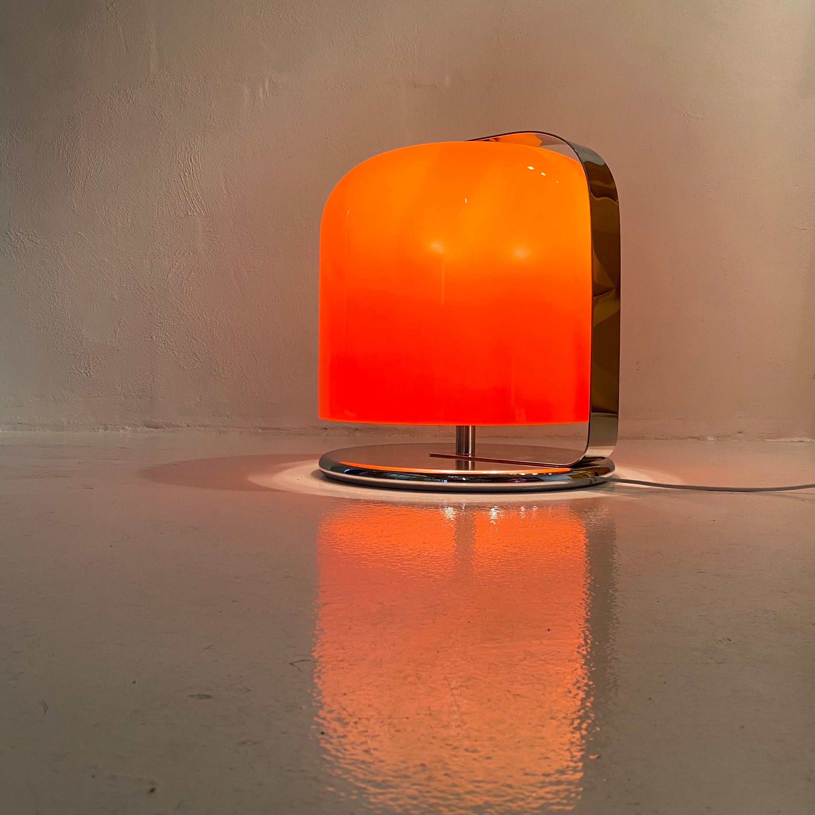Italian Orange Alvise table lamp by Luigi Massoni for Guzzini, Italy 1969.
