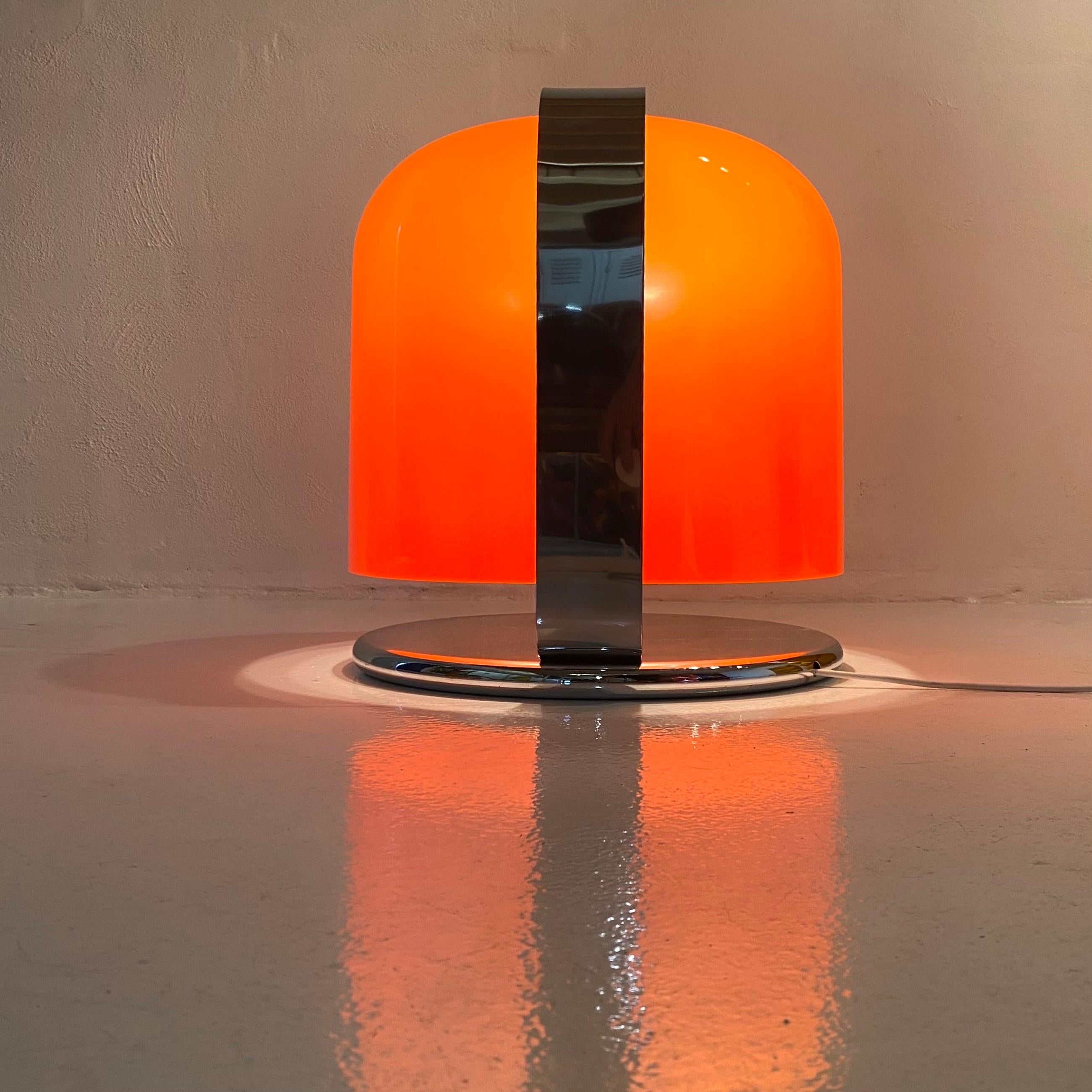 Orange Alvise table lamp by Luigi Massoni for Guzzini, Italy 1969. 2