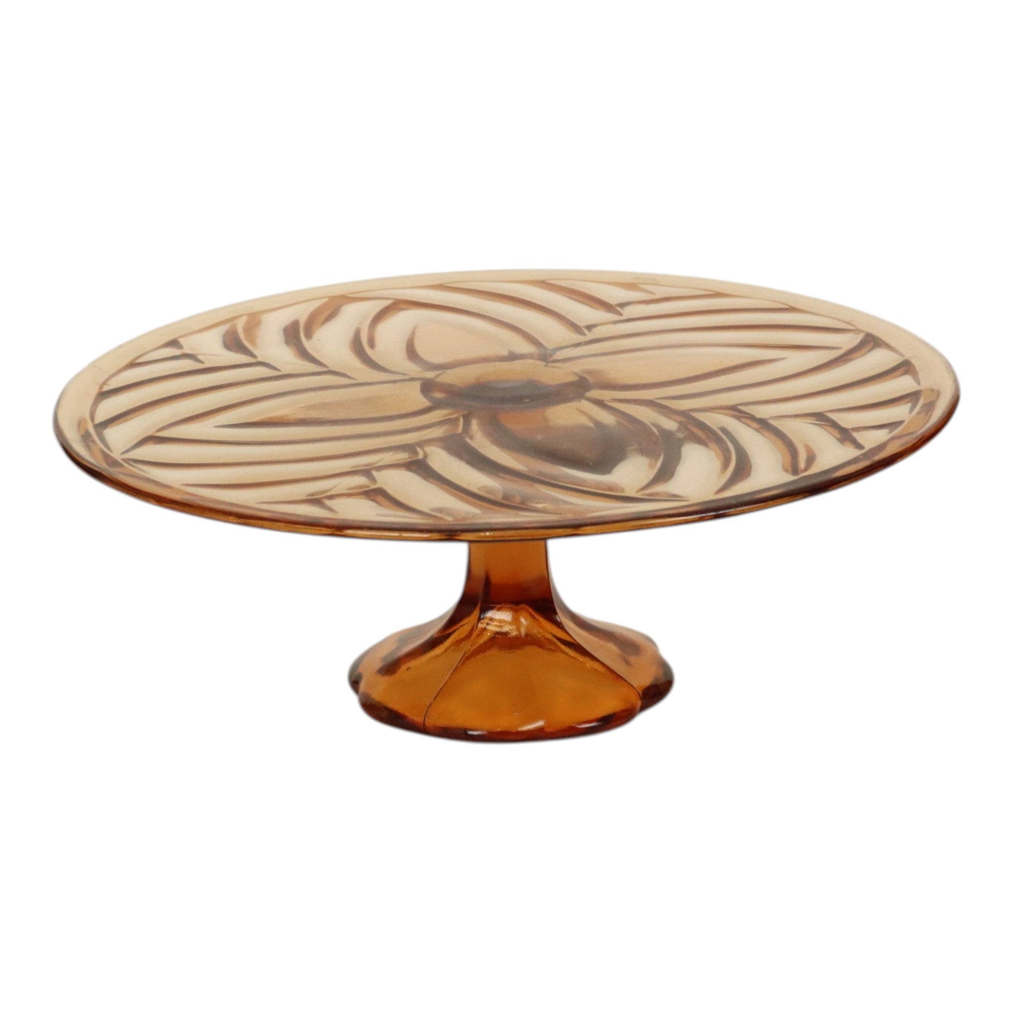 Orange Amber Art Deco Cake Plate Pastry Dish Val Saint Lambert