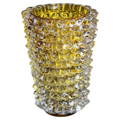 Orange-Amber Color Murano Glass Vase with Rostrato Spikes Decor , Barovier Style
