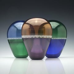 Orange and Amethyst Mike Hunter Torsade Incalmo Glass Vessel