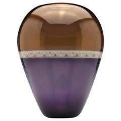 Orange and Amethyst Mike Hunter Torsade Incalmo Glass Vessel