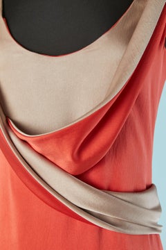 Orange and beige draped evening dress VALENTINO ROMA