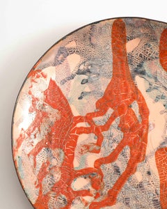 Orange and Black Enameled Copper Plate, United States, c. 1960