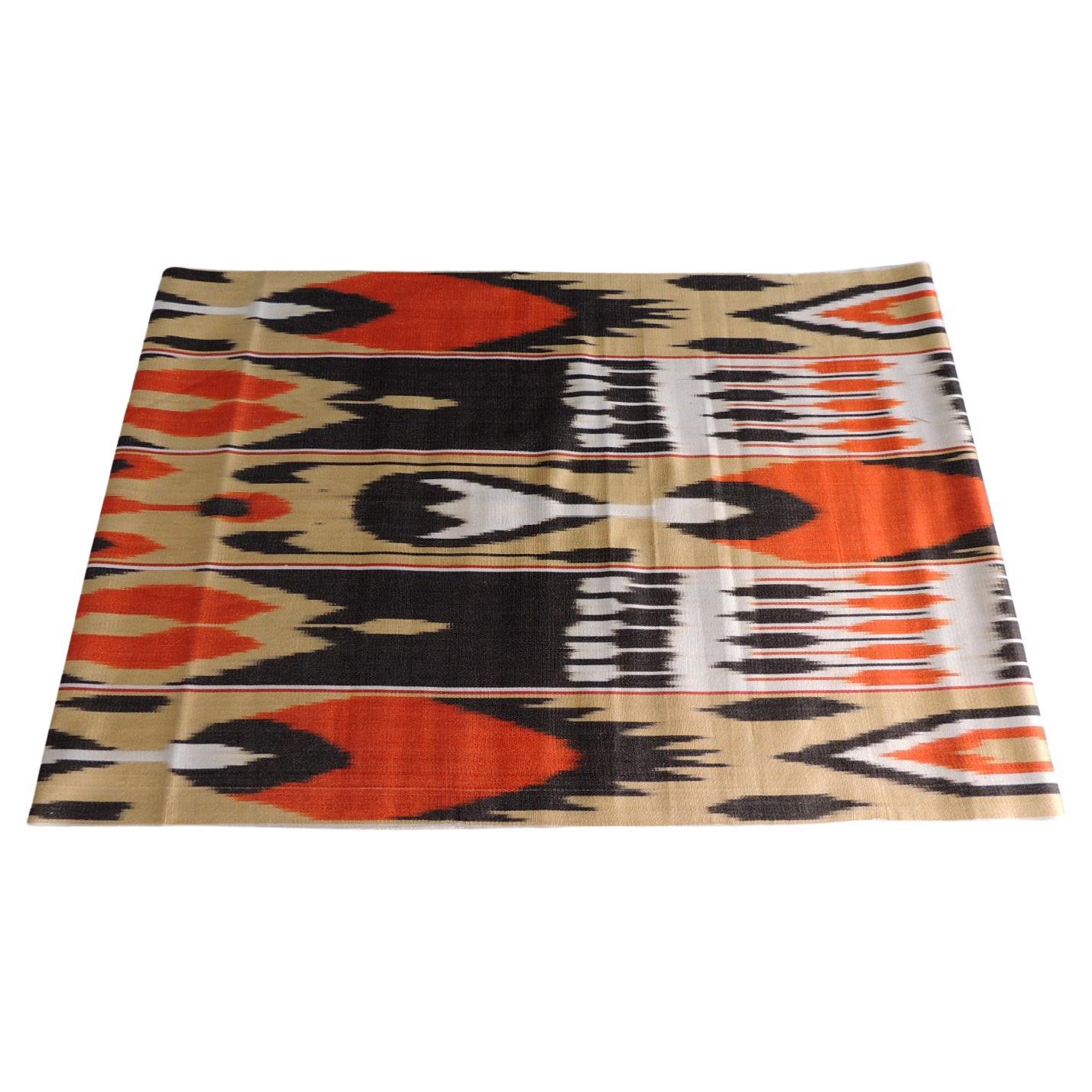 Orange and Black Ikat Textile Panel