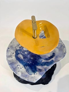 Orange and blue porcelain cake stand/etagere/ tiered tray in stock and handmade