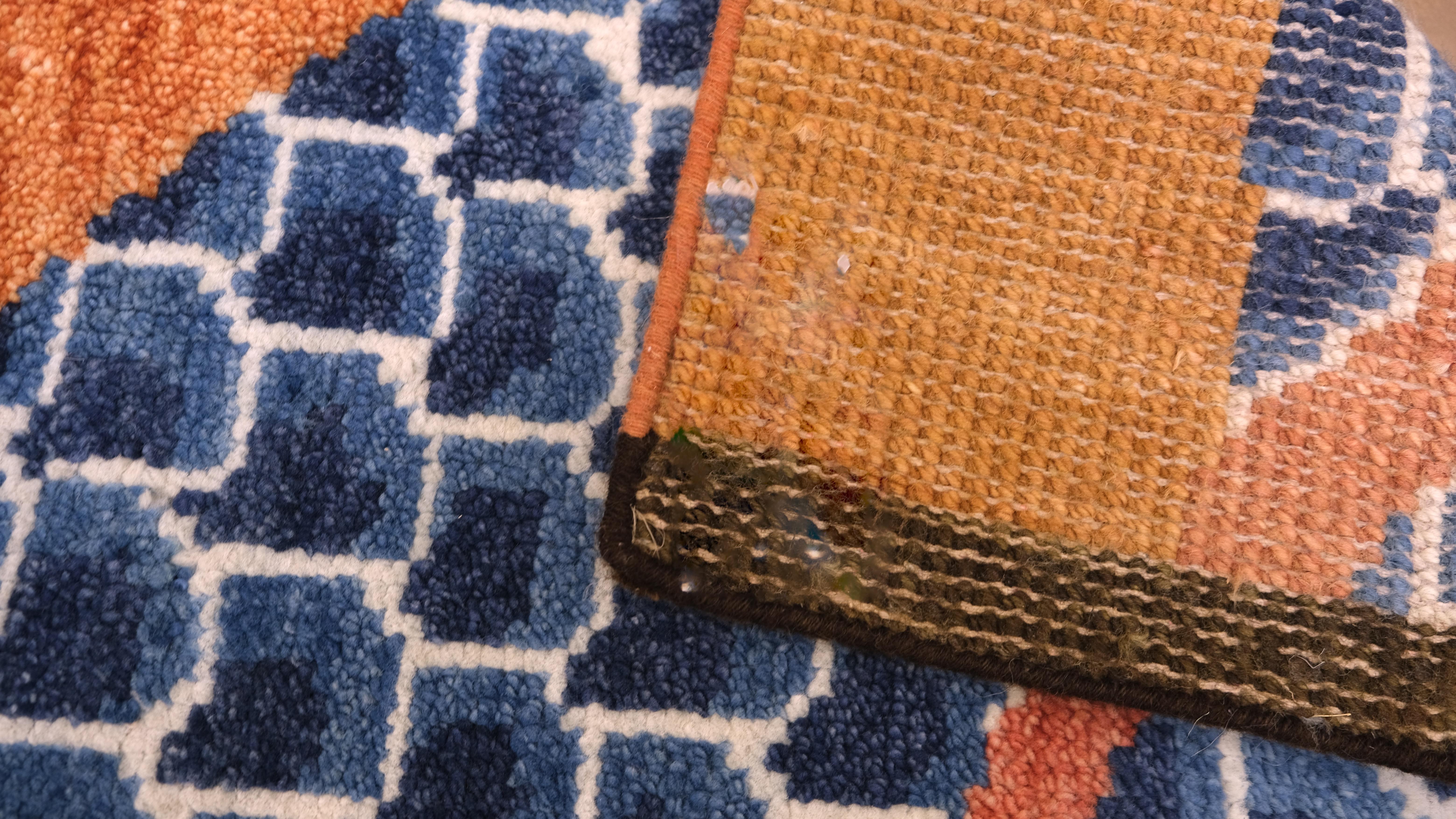 Orange and Blue Tibetan Dragon Wool Rug 8'x10' For Sale 2